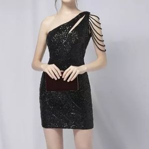 One Shoulder Sequins Mini Dress Nwt